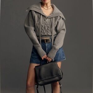 Anthropologie Gray Cable Knit Sweater